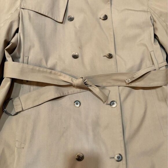 London Fog vintage tan Double-Breasted belted Trench Coat - Picture 3 of 9